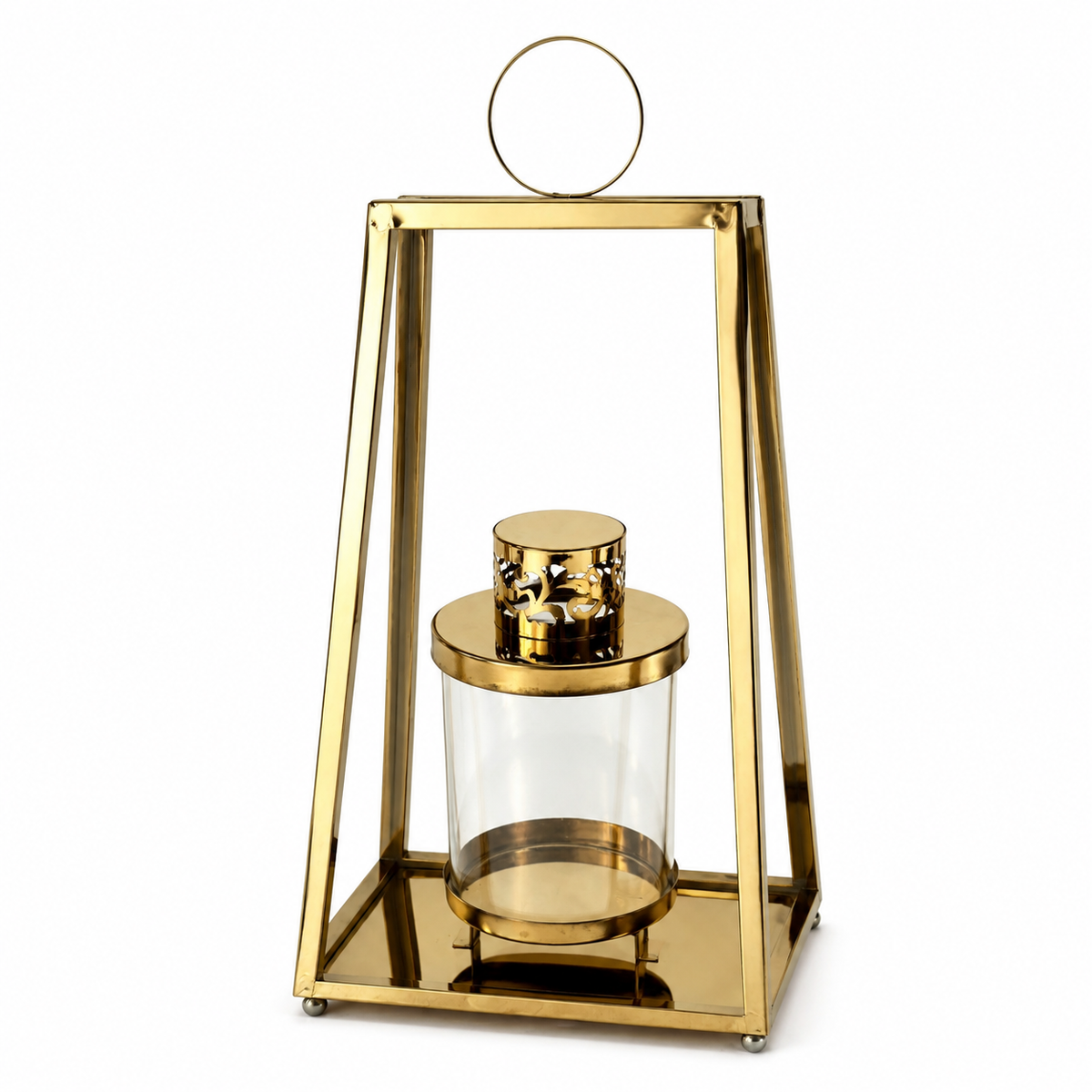 IN-XMAS0008 -inton-metal-GOLD-christmas candle lantern