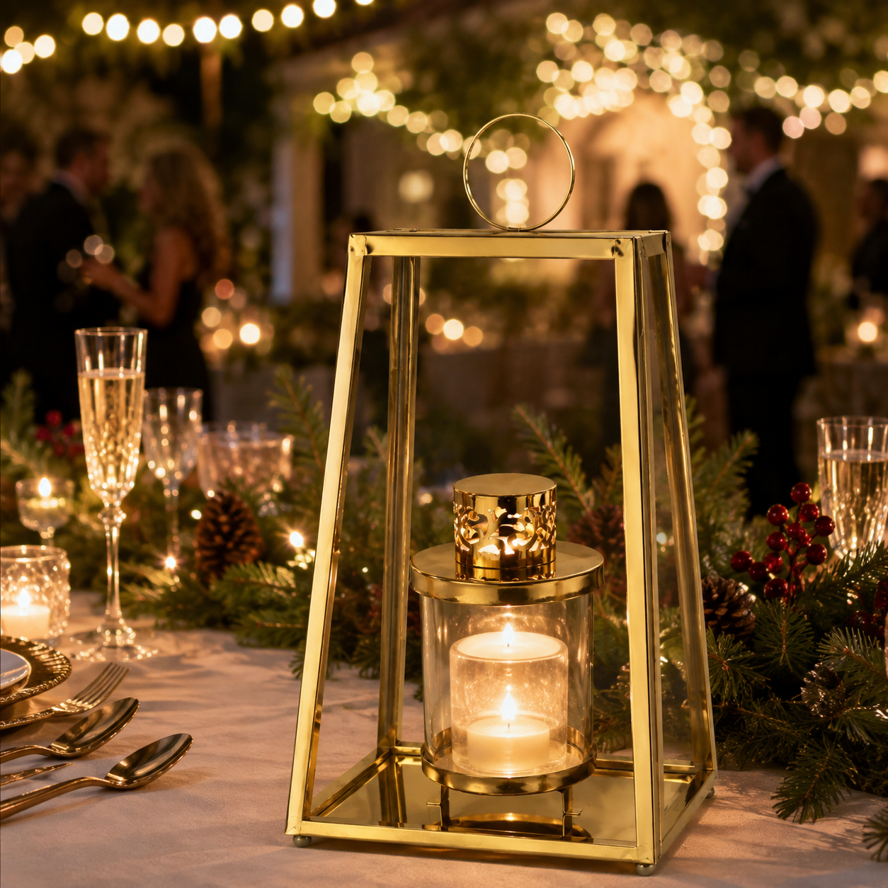 IN-XMAS0008 -inton-metal-GOLD-christmas candle lantern