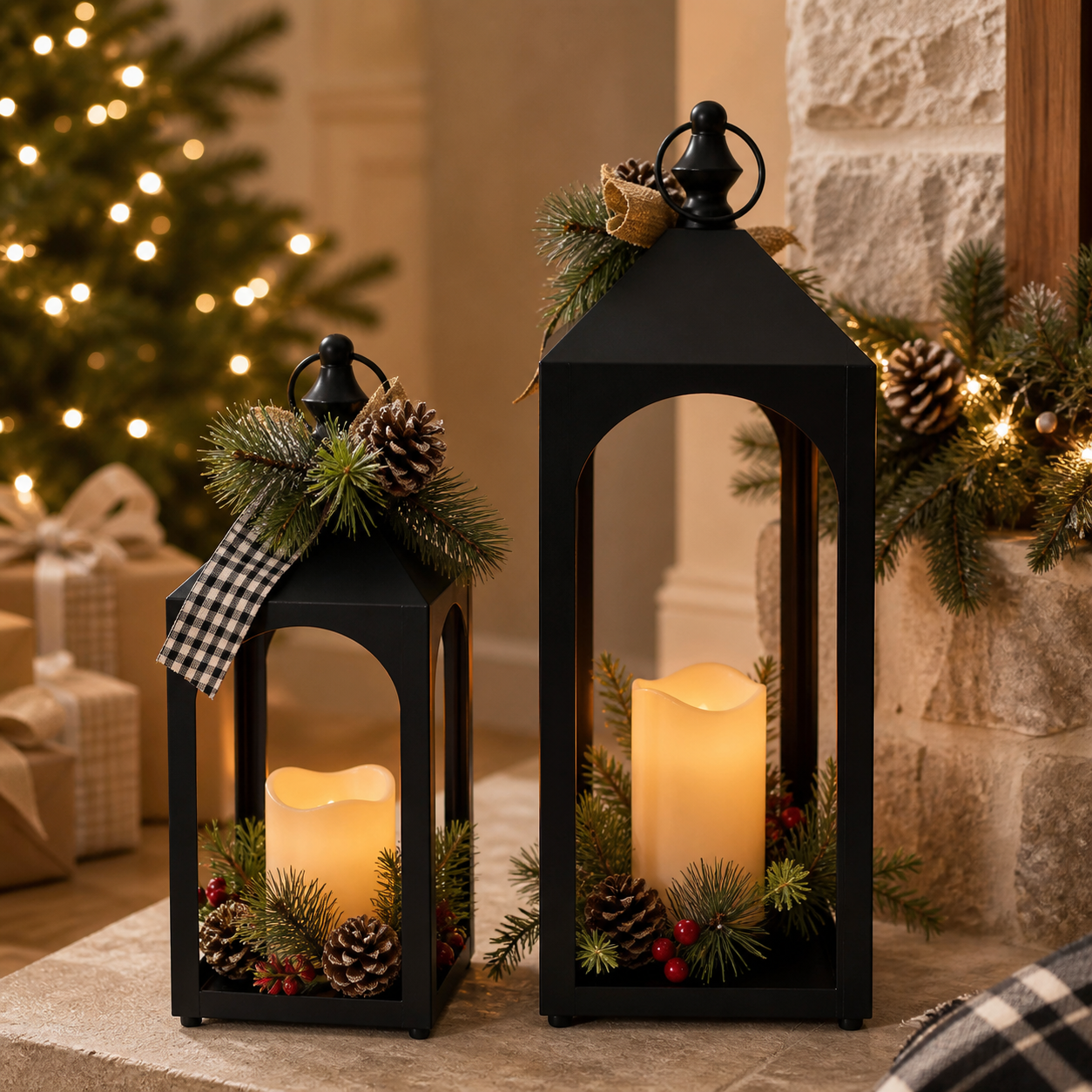 IN-XMAS0006-inton-metal-BLACK christmas candle lantern