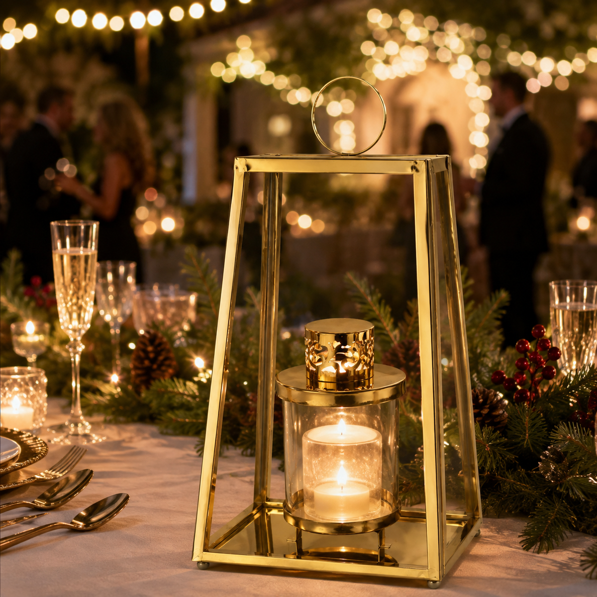 IN-XMAS0008 -inton-metal-GOLD-christmas candle lantern