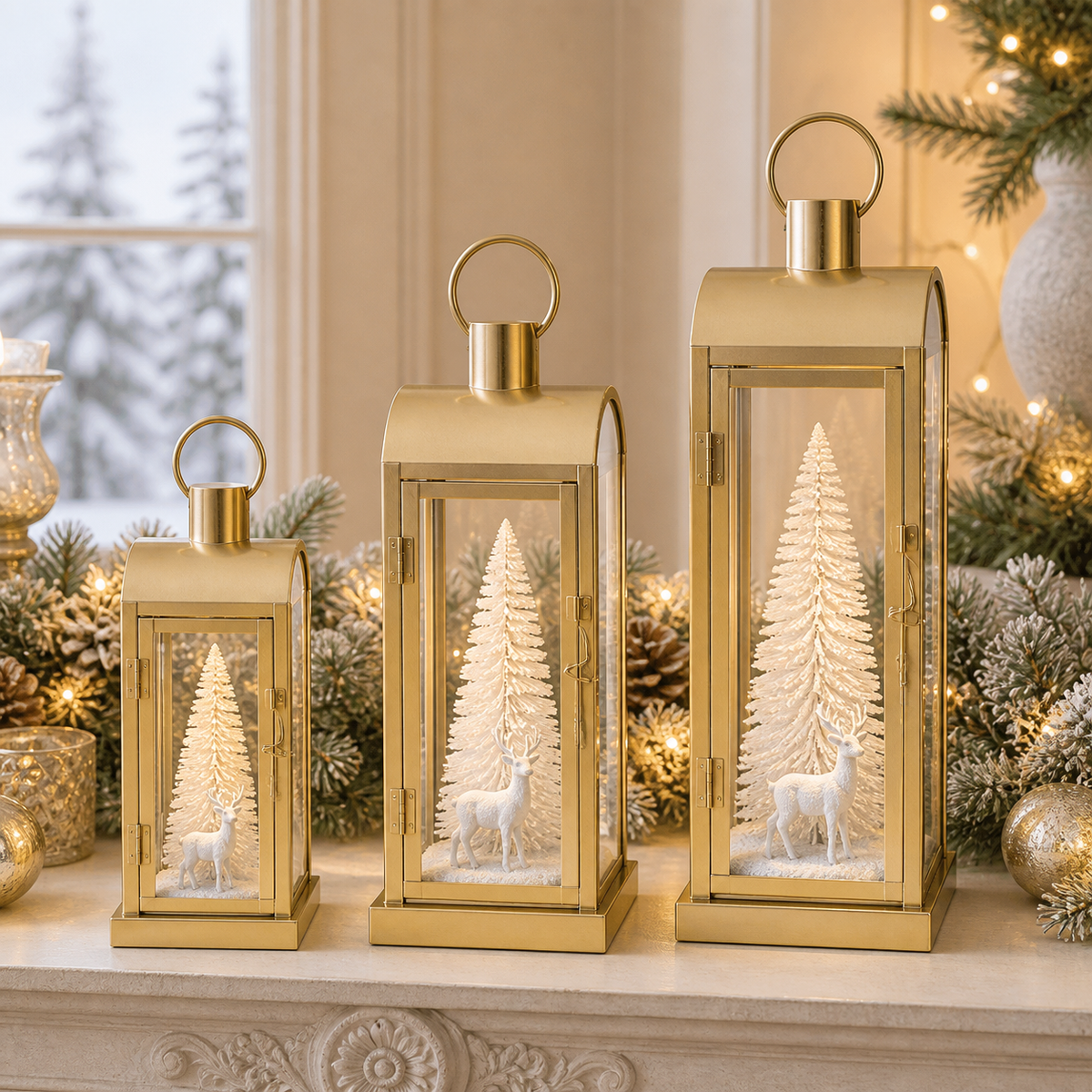 IN-XMAS0010 -inton-metal-GOLD christmas candle lantern