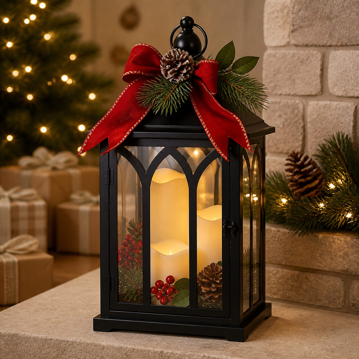 IN-XMAS0013-inton-metal-black- christmas lantern idea