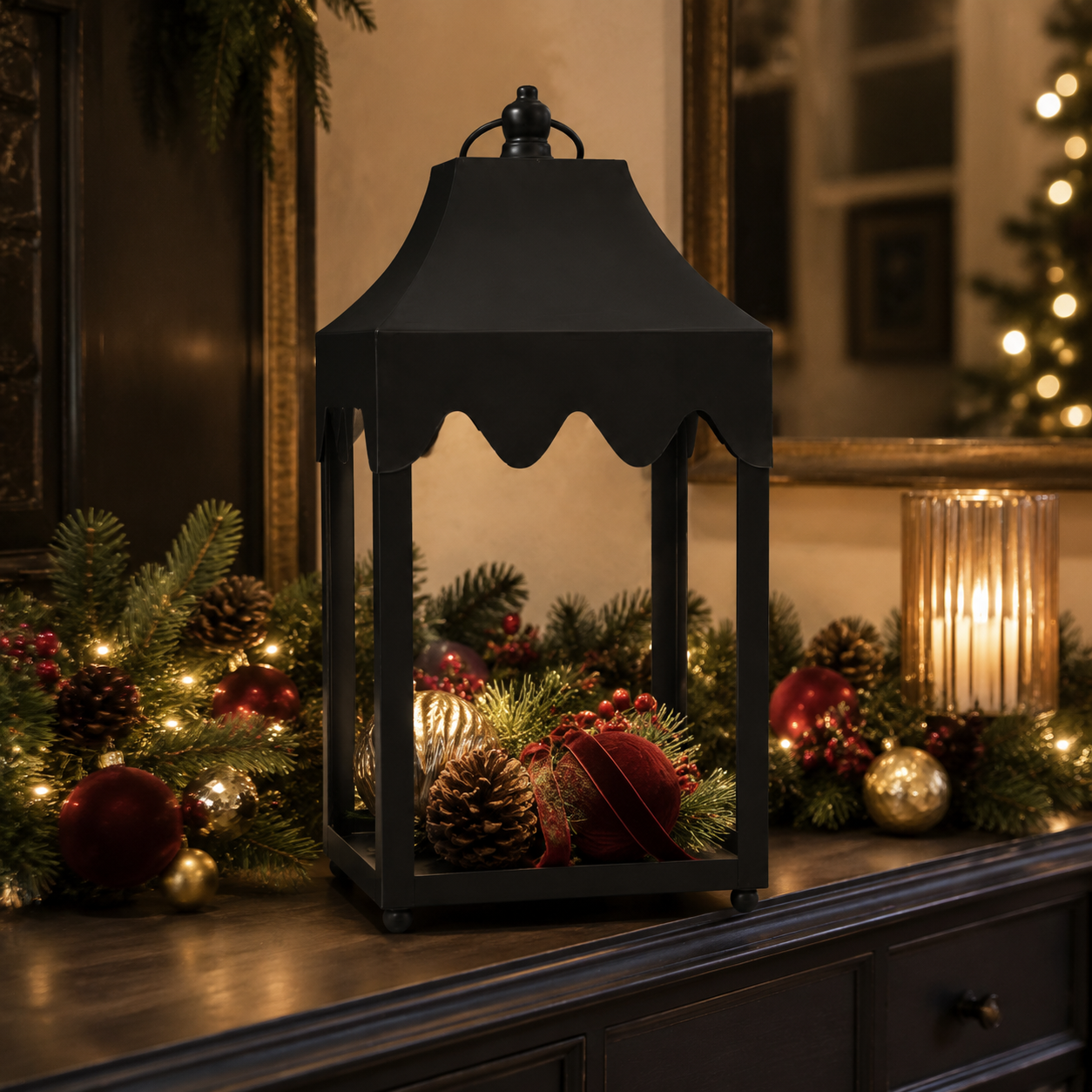 IN-XMAS0025-inton-metal-BLACK-christmas candle lantern