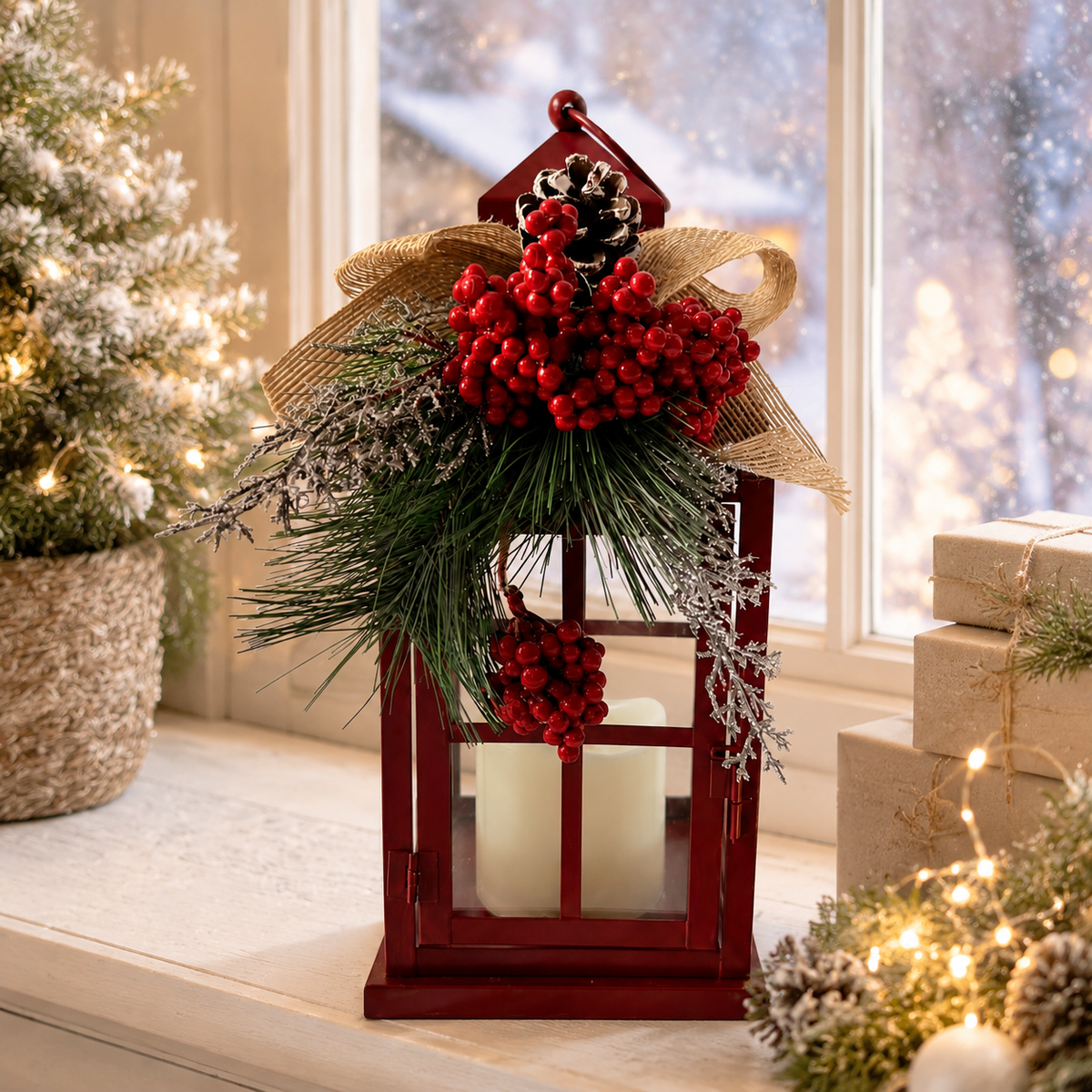 IN-XMAS0026-inton-metal-RED-christmas candle lantern